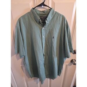 Ralph Lauren Mens Blake 100% Cotton Plaid Button Down Size XXL Green/Blue